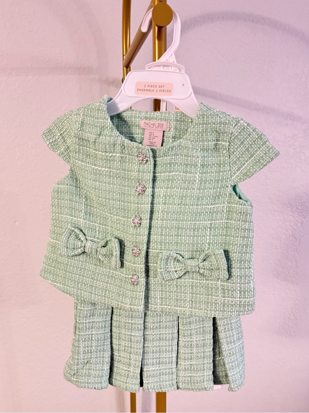 Rachel Zoe Girls 2-Piece Mint Tweed Set NWT Size 4